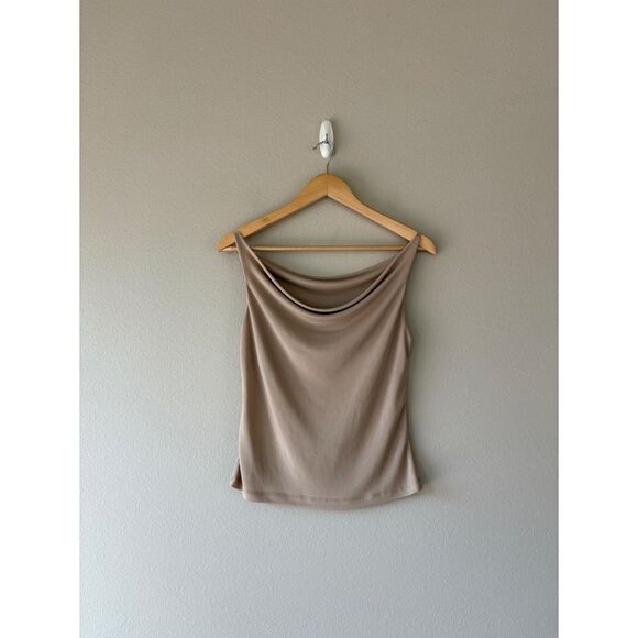 vintage 90s y2k cowl neckline beige top - Picture 1 of 7